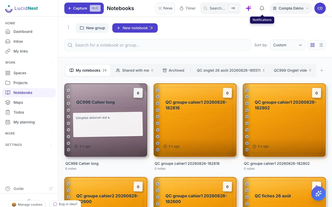 Notebook groups