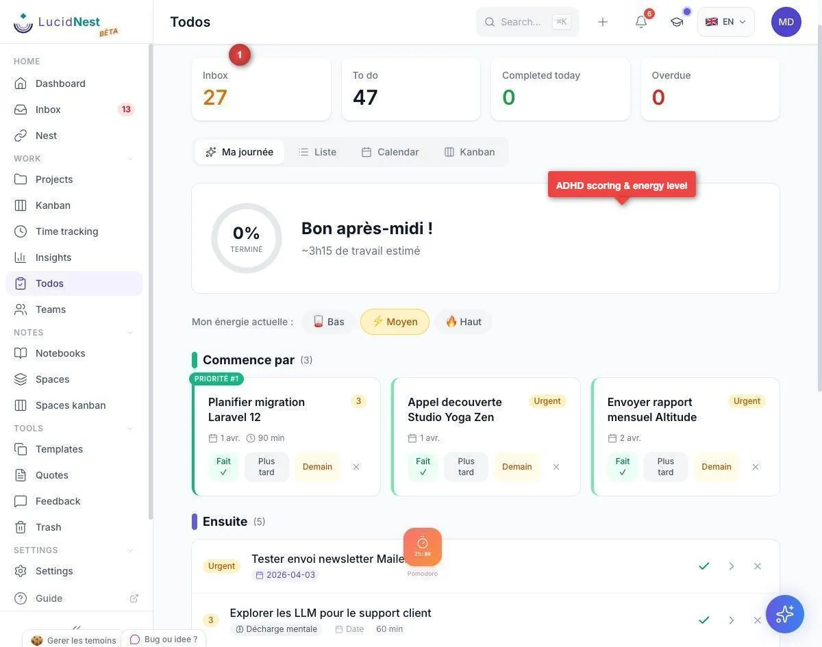 My AI Day view with ADHD smart list